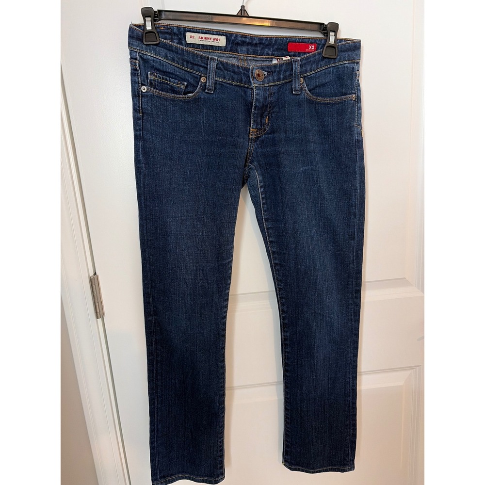 Express X2 Skinny W01 Jeans Womens 4 Dark Wash Ultra Low Rise Skinny Leg Denim